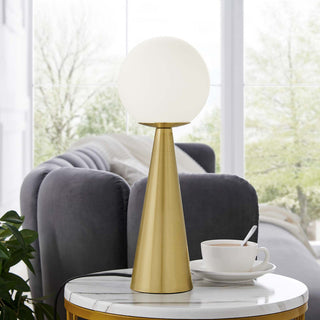Apex Glass Globe Glass Table Lamp, White Satin Brass