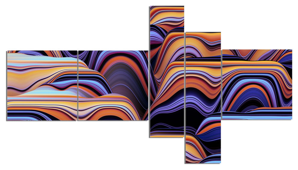 Abstract Mountains 3D Texture, Abstract Canvas Art Print, 60"x32", 5 panels