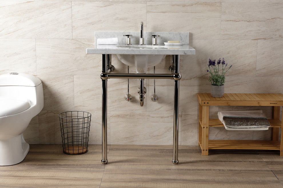 KVBH3022M86 30" Console Sink with Brass Legs (8-Inch, 3 Hole)