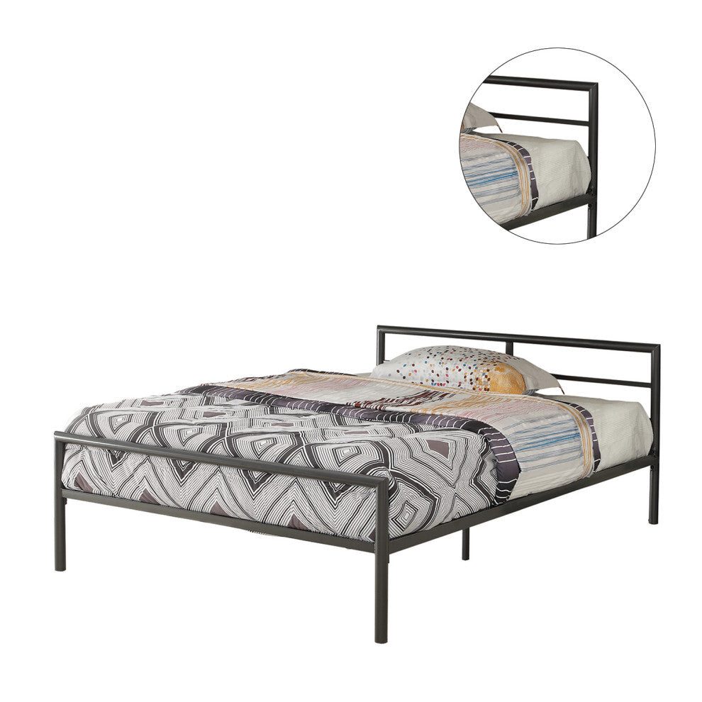 Metal Full Bed with Sleek Lines, Gunmetal