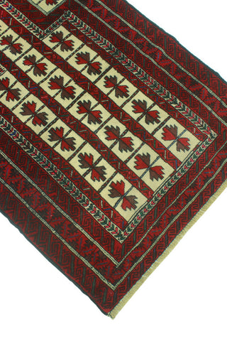 Fine Vintage Distressed Vito Ivory/Red Rug, 2'9x3'9