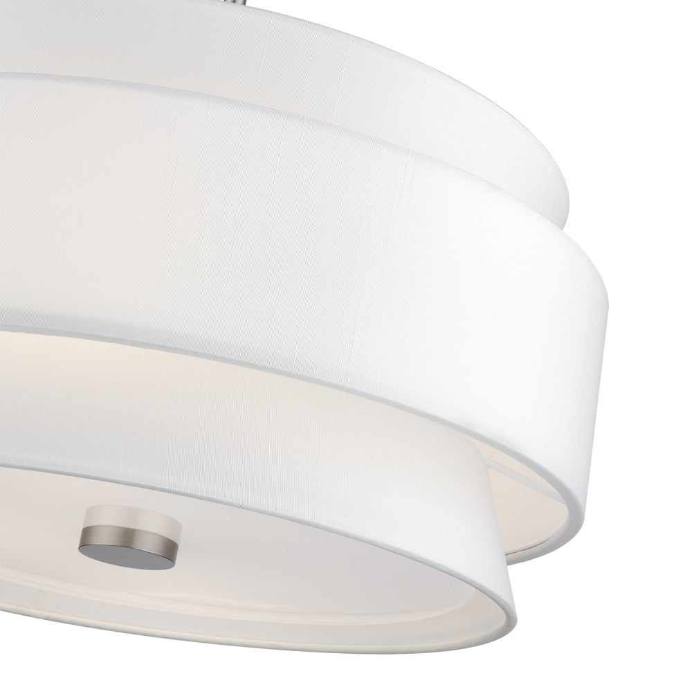 Fontana 5-Light Brushed Nickel Chandelier with Off-White Shades
