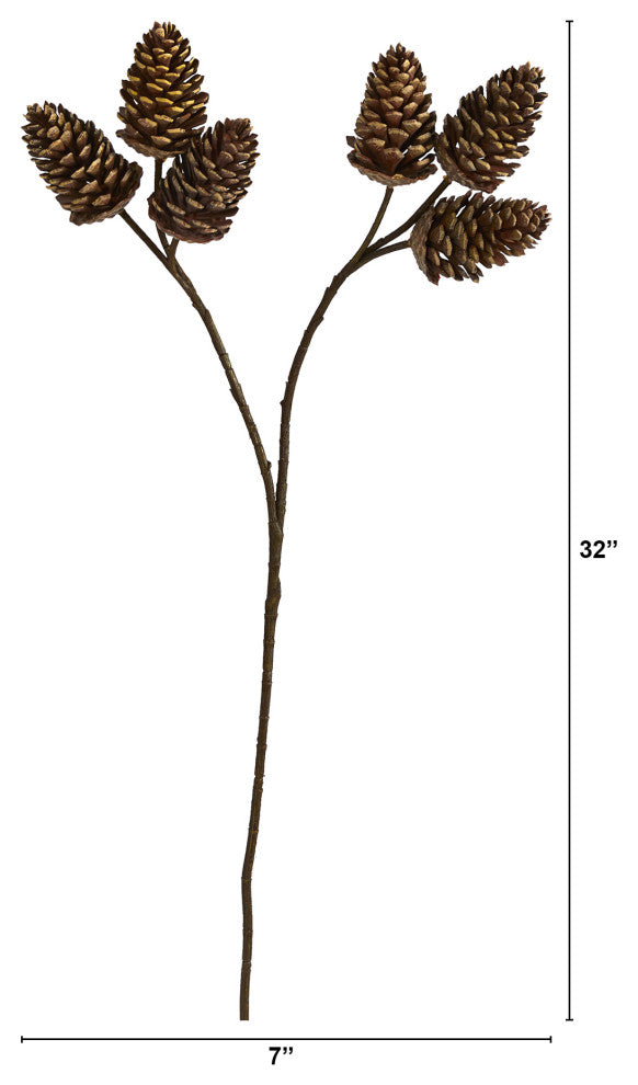 32" Pinecone Artificial Spray, Set of 6