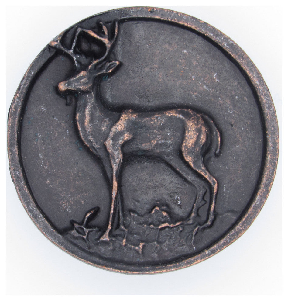 Whitetail Round Deer Knob, Oil Rubbed Bronze
