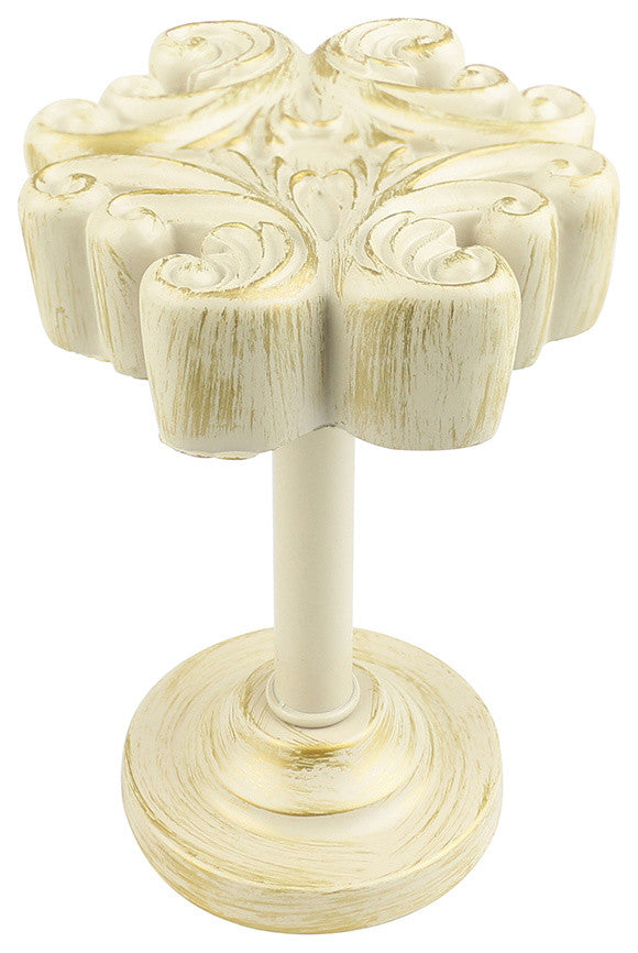 Acanthus Medallion Drapery Holdback, Gilded French White