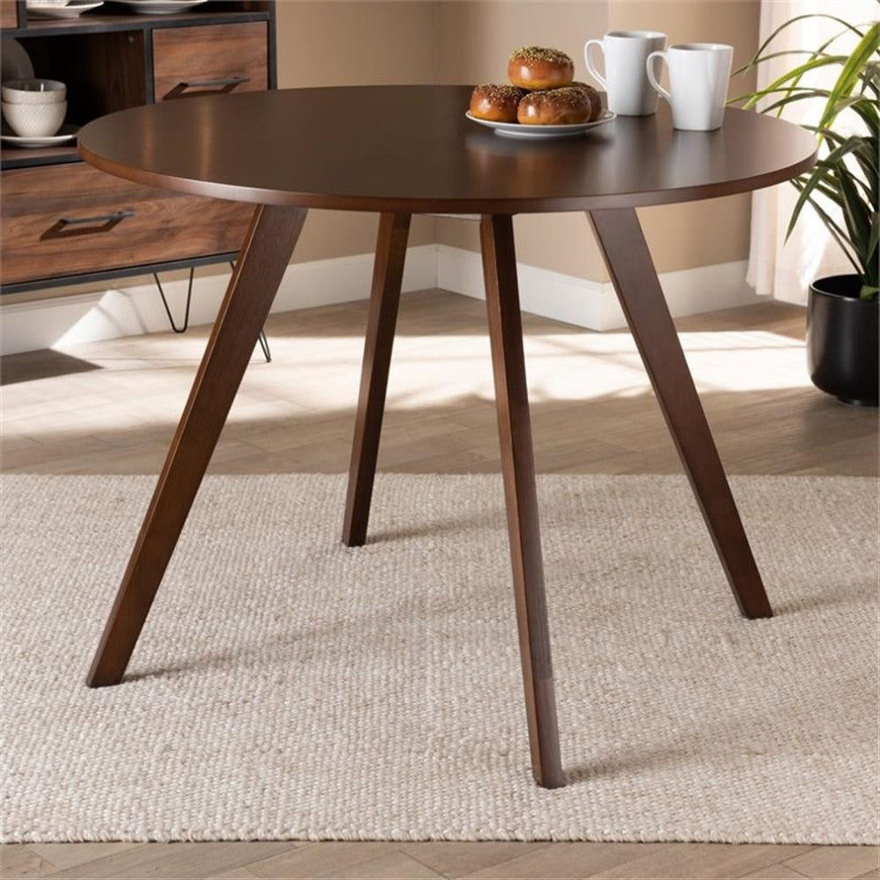 Baxton Studio Alana Walnut Finished Round Wood Dining Table