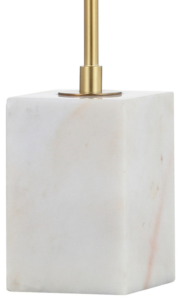 Ana 26" Metal With Marble Base LED Table Lamp, Brass Gold and White