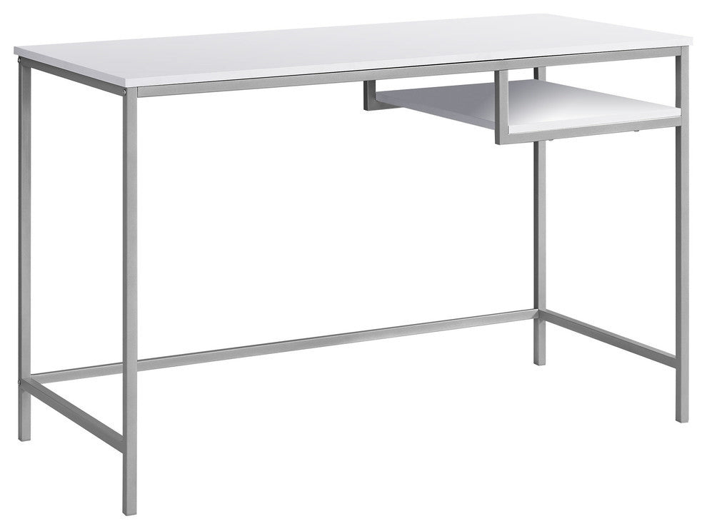 Computer Desk Home Office Laptop 48"L Work Metal Laminate White Grey