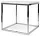 Modern Square Marble & Metal Side Table, Black Marble/Chrome Legs