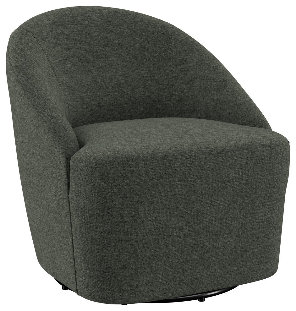 Leon Upholstered Barrel Accent Swivel Chair Hunter Green