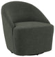 Leon Upholstered Barrel Accent Swivel Chair Hunter Green