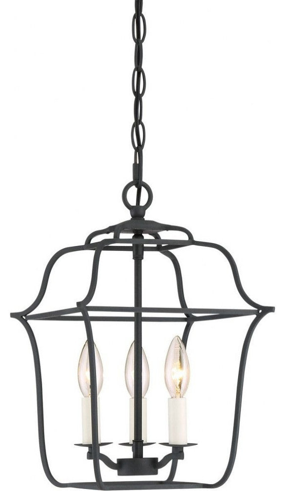 Quoizel GLY5203BA Three Light Foyer Pendant Gallery Royal Ebony