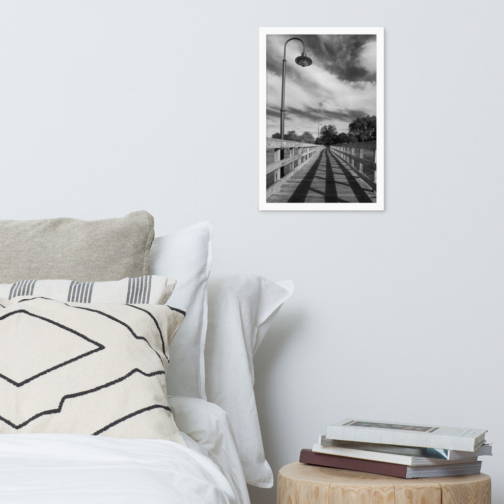 Follow the Lines Rural Landscape Framed Photo Paper Wall Art Prints, White, 12" X 18"