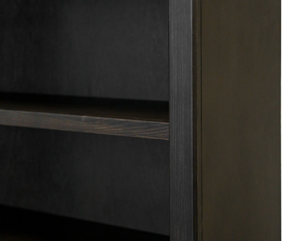 Traditional Wood Open Bookcase Office Shelving Fully Assembled Dark Brown