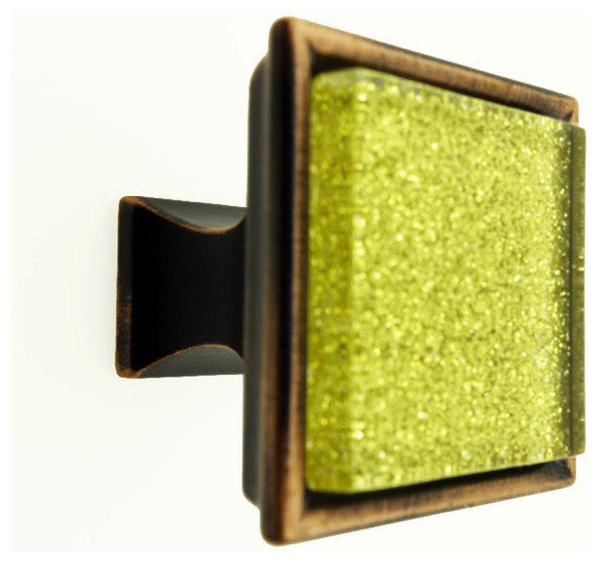 Sparkling Golden Sand Crystal Glass Oil Rubbed Bronze Madison Classic Knob