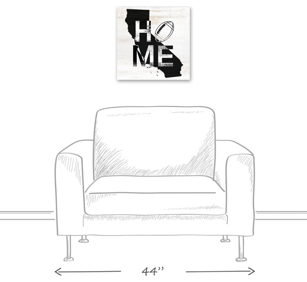 California Football State Pride 16x16 Canvas Wall Art, White/Black