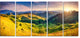 "Green Hills Glowing By Sunlight" Landscape Wall Art, 5 Panels, 60"x28"