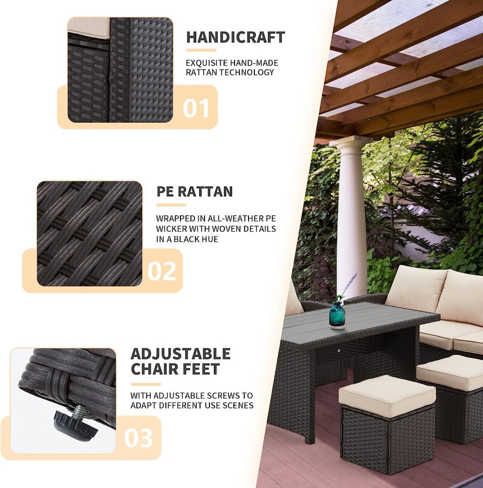 Vicluke Patio Furniture Sets Clearance, 7-Seater Patio Dining Sofa Set