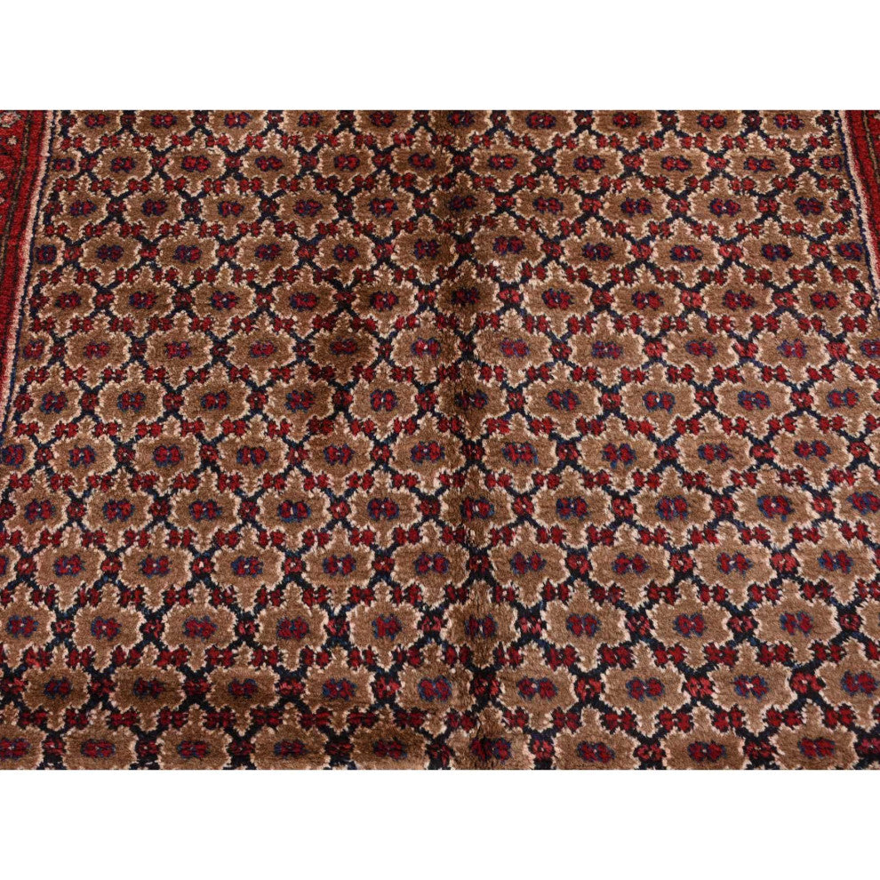 Saddle Brown New Persian Serab Pure Wool Hand Knotted Runner Rug 5' x 9'6"
