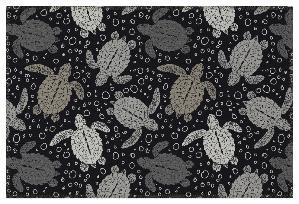 Indoor/Outdoor Seabreeze SZ13 Black Machine Washable 1'8" x 2'6" Rug