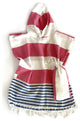 Navy Blue Red and White Striped Design Poncho Towel