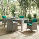 Lounge Sectional Sofa Chair Set, Rattan, Wicker, Gray Green, Outdoor