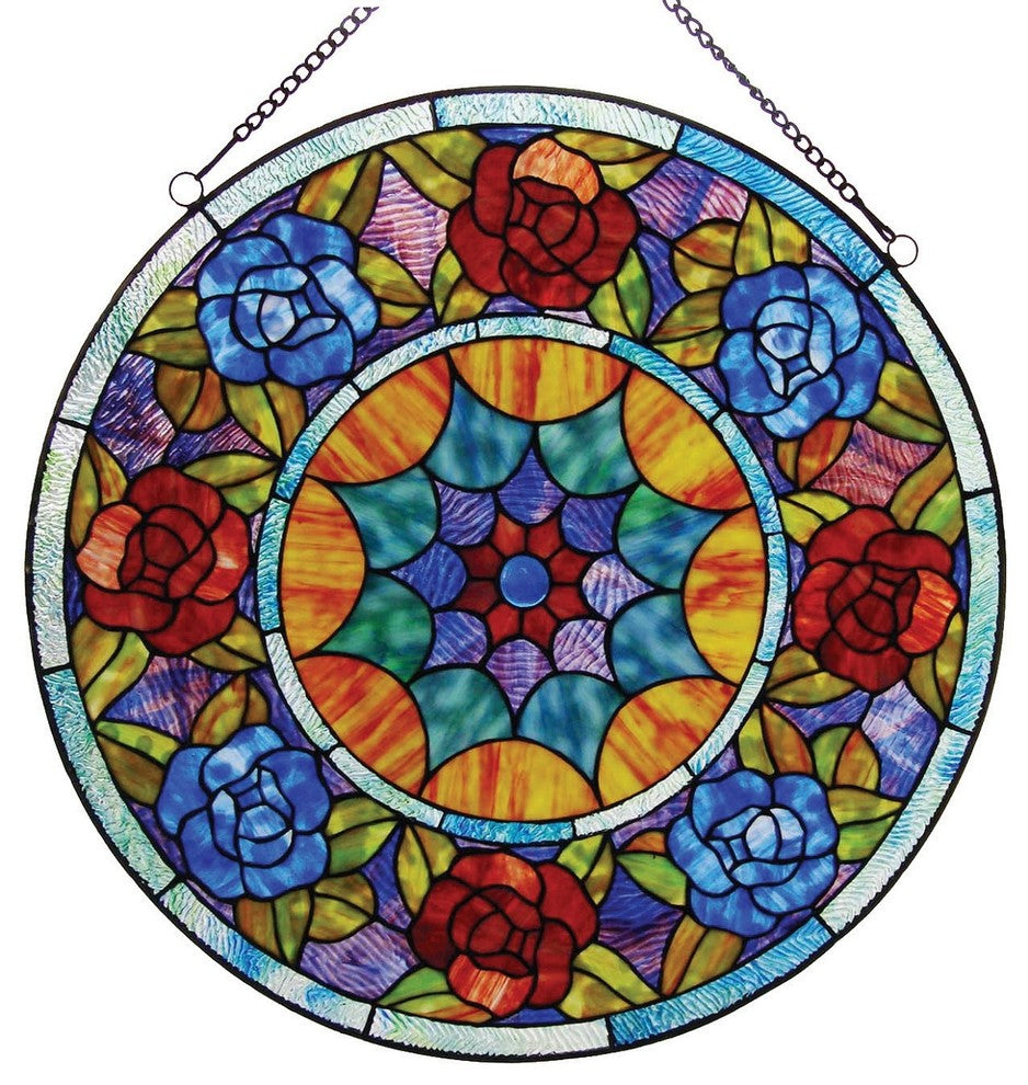 Chloe-Lighting Tiffany-Glass Roses Window Panel