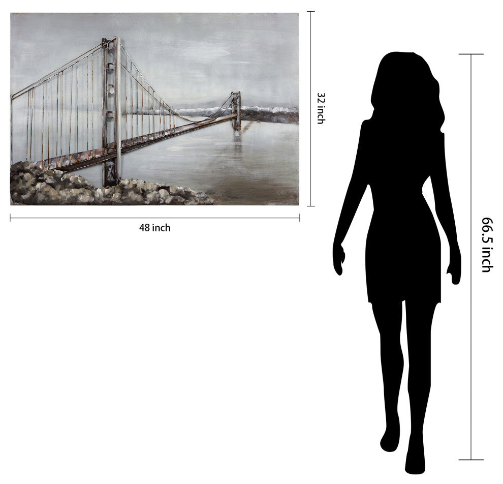 "The Golden Gate Bridge" Mixed Media Iron Hand Painted Dimensional Wall Art