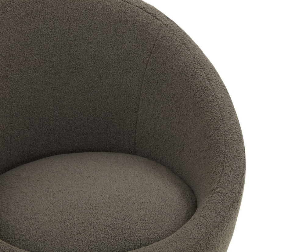 Safavieh Couture Pippa Faux Lamb Wool Swivel Chair, Dark Grey/Silver