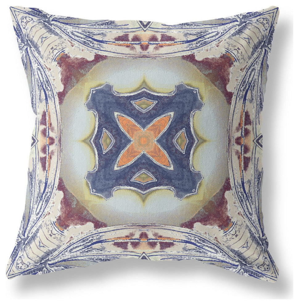 16" Gray Brown Geo Tribal Suede Throw Pillow