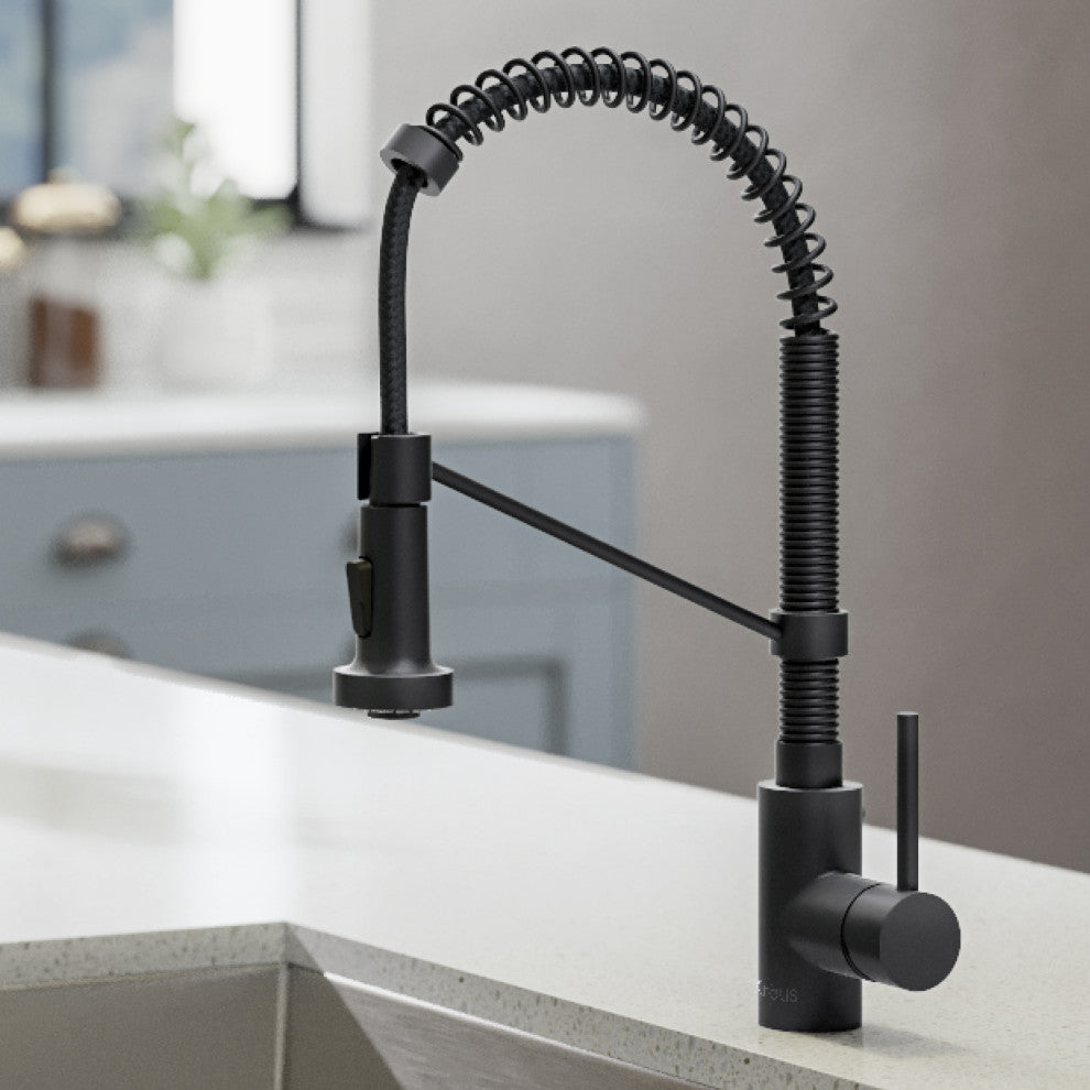 Bolden Commercial Style 2-Function Pull-Down 1-Handle 1-Hole Kitchen Faucet, Matte Black With Soap Dispenser