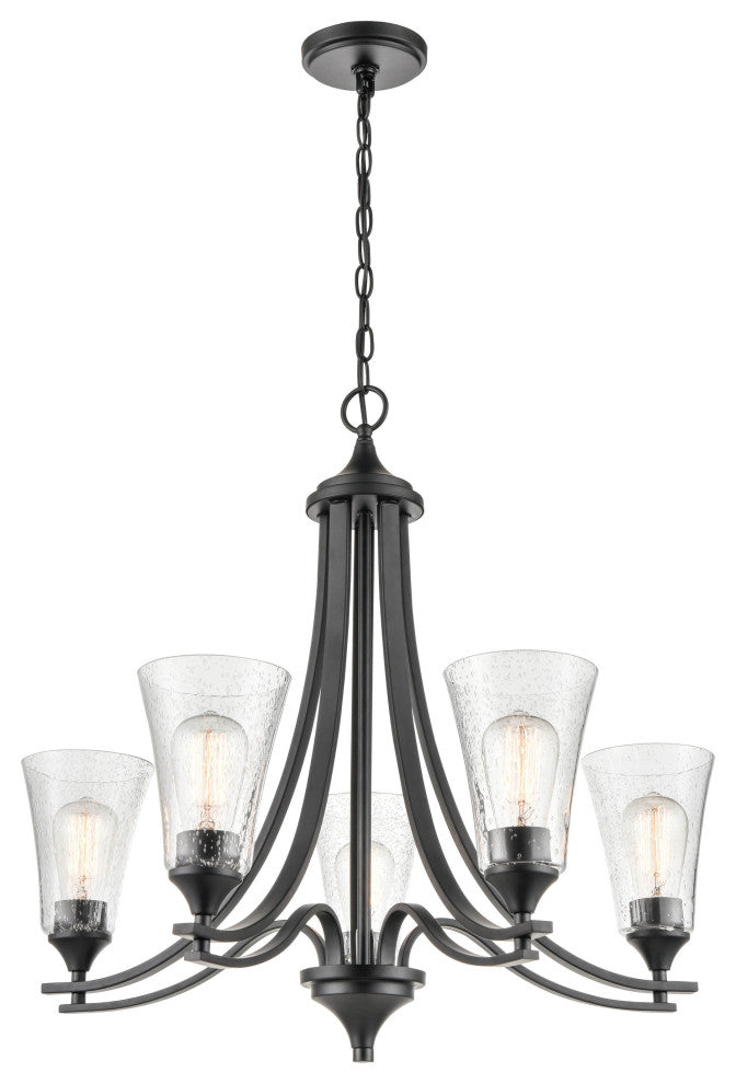 Natalie Collection 5 Light 27.75" Chandelier Matte Black