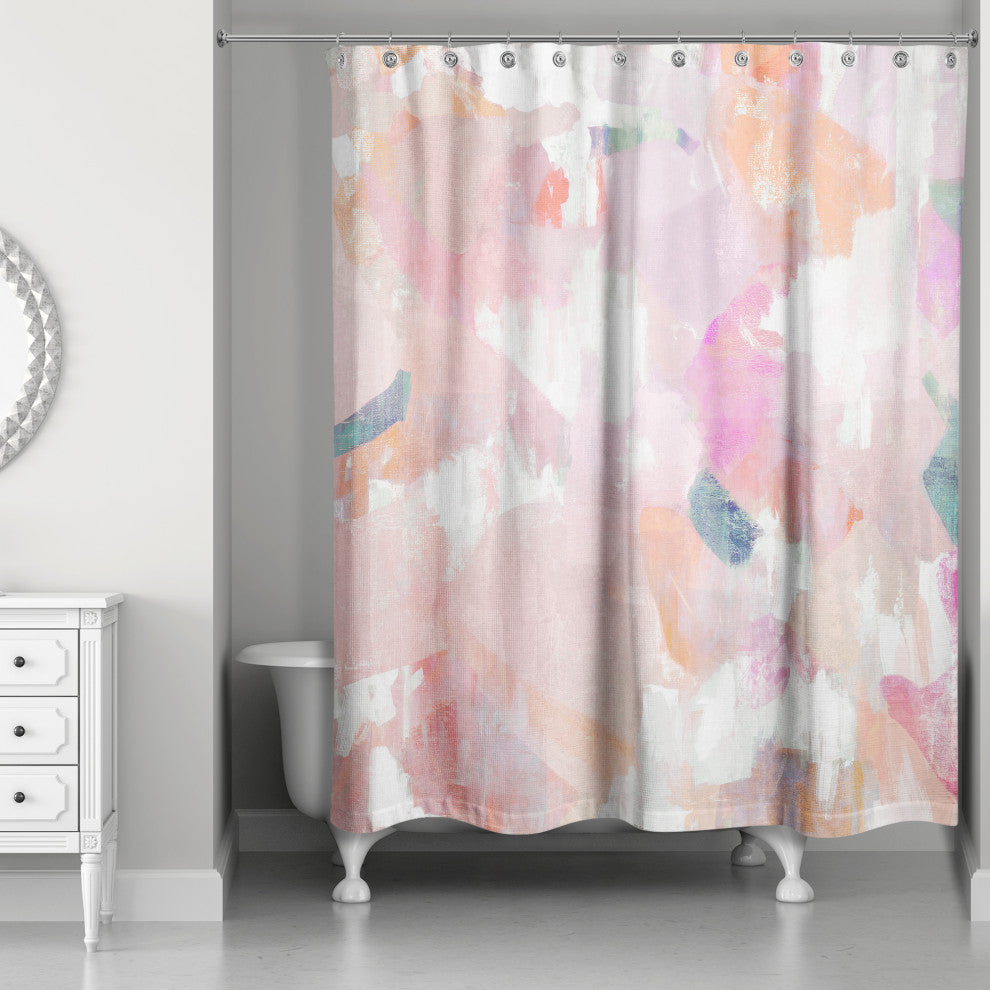 Funky Blush Abstract 71x74 Shower Curtain