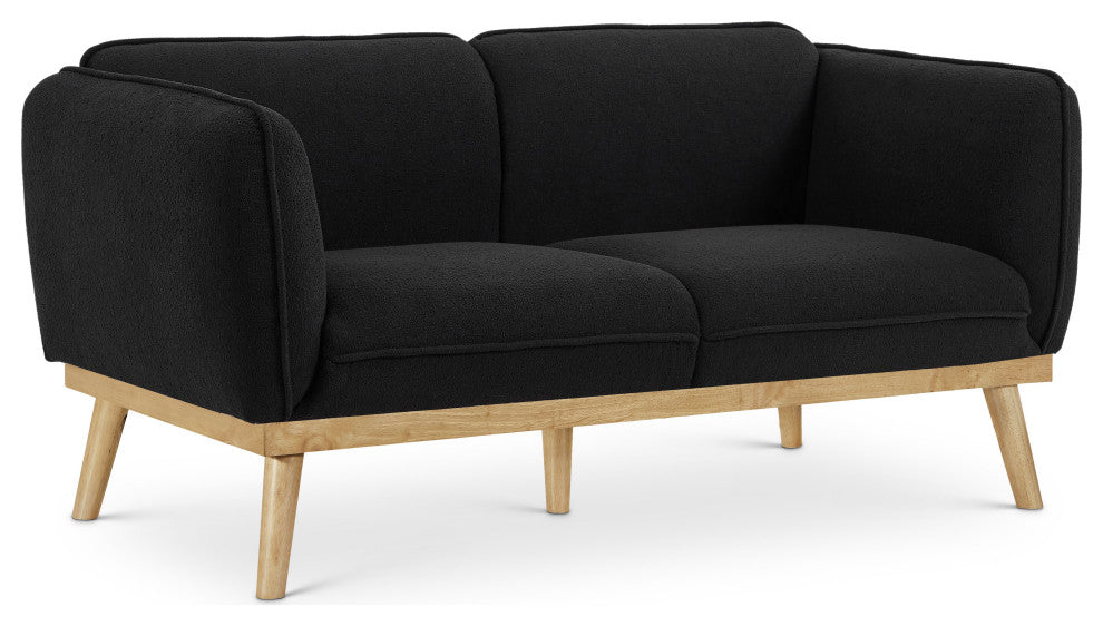 Nolita Boucle Fabric Upholstered Loveseat, Black