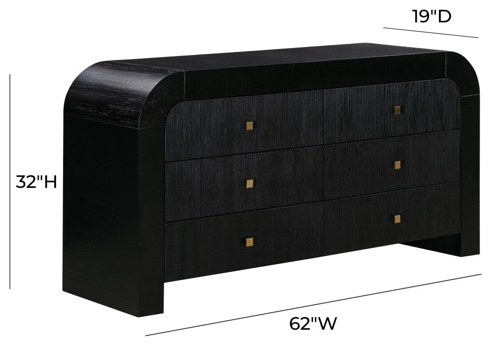Hump 6 Drawer Black Dresser