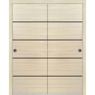 Bypass Doors 84 x 80 | Planum 0015 Natural Veneer with  | Sturdy Rails