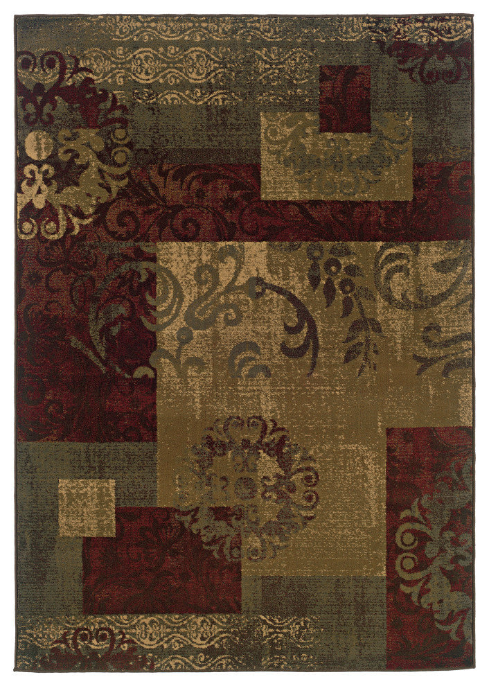 Oriental Weavers Tybee Collection Green/Red Geometric Indoor Area Rug 8'2"X10'