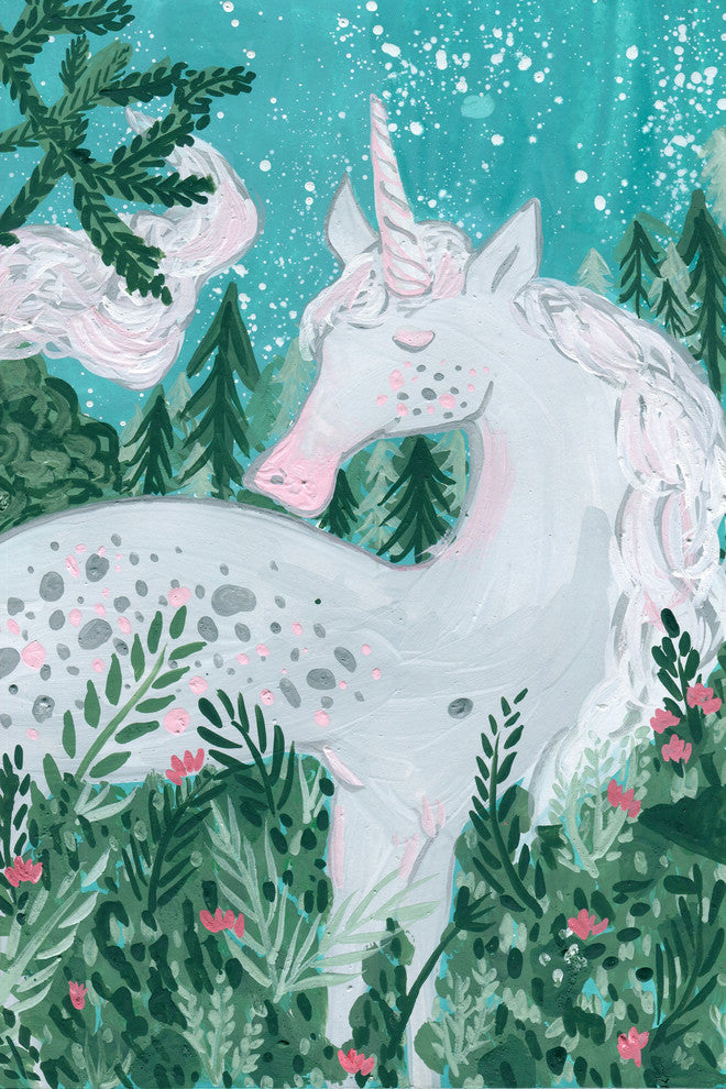 "Unicorn at Night" Painting Print on Wrapped Canvas, 40"x60"
