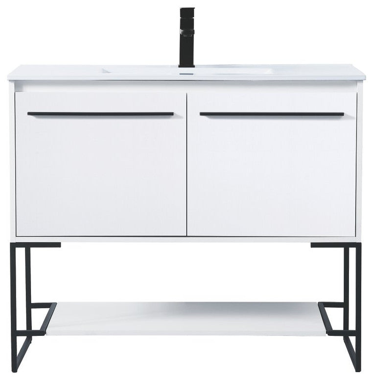 40" Single Bathroom Vanity, White