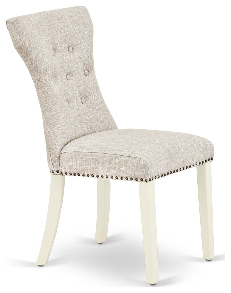 Gallatin Parson Chair, Linen White Leg And Doeskin Fabric Color Set of 2