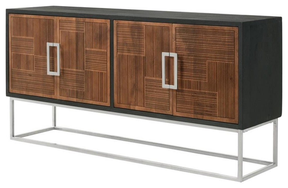 Coaster Borman 4-door Contemporary Wood Accent Cabinet in Walnut and Black