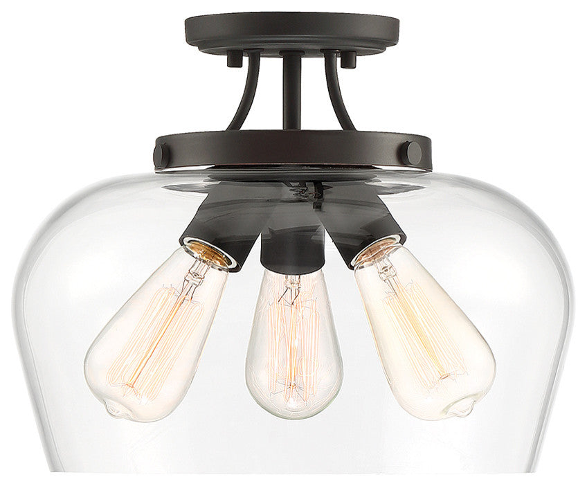 3-Light Semi-Flush Mount, English Bronze