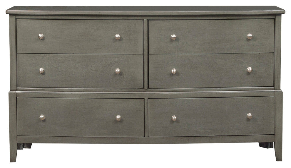 Benzara BM222727 Wooden Dresser, Natural Grain Texture Finish/6 Drawers, Gray