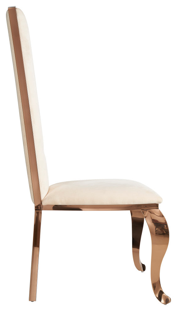 Modrest Bonnie Beige Velvet and Rose Gold Dining Chair, Set of 2