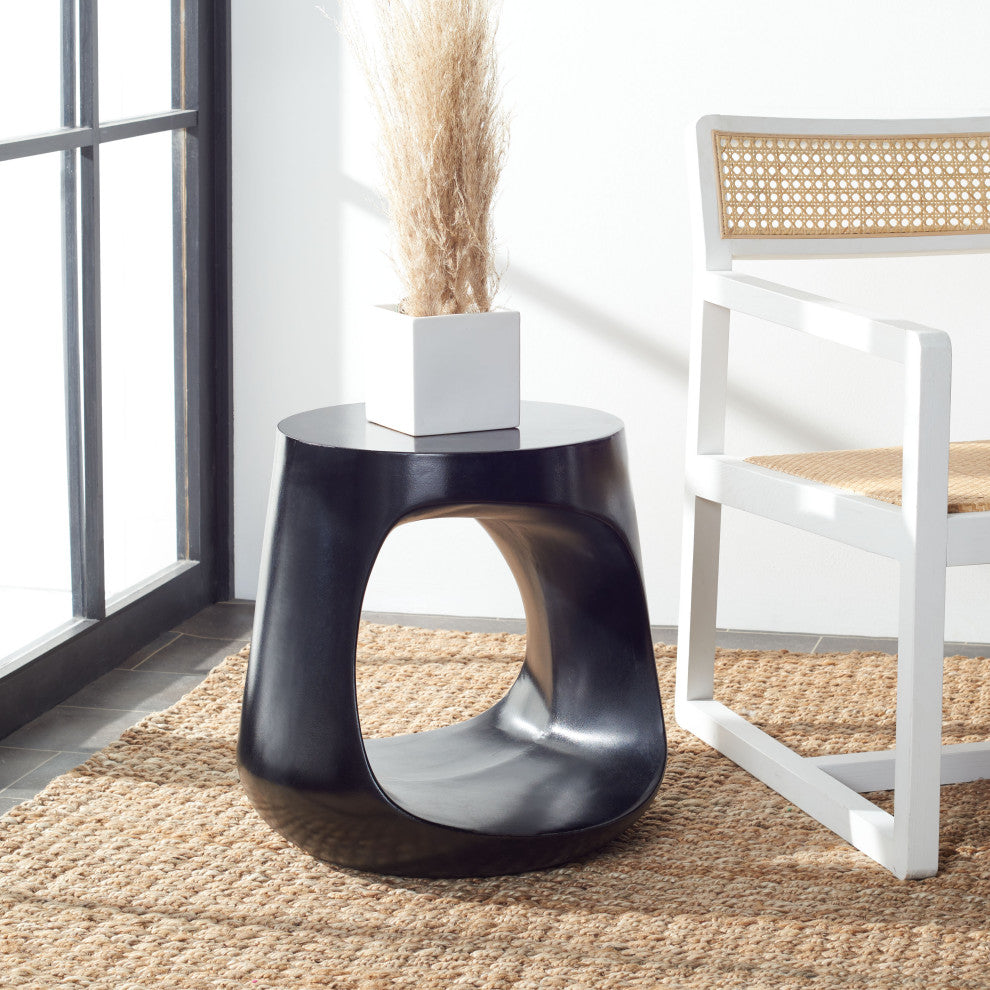 Safavieh Vikki Concrete Accent Stool, Black