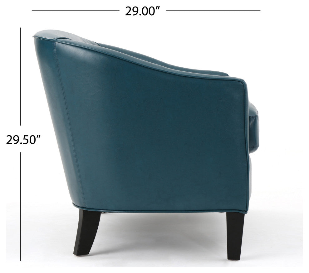 GDF Studio Isolde Modern Petite Loveseat, Teal Leather