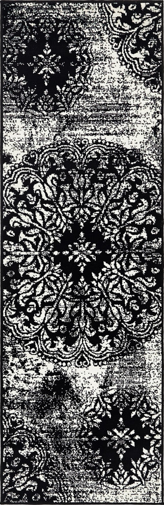 Unique Loom Black Grand Sofia 2' 0 x 6' 7 Runner Rug