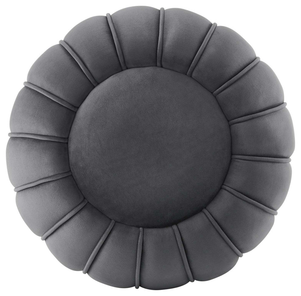 Celebrate Channel Tufted Performance Velvet Ottoman, Gray