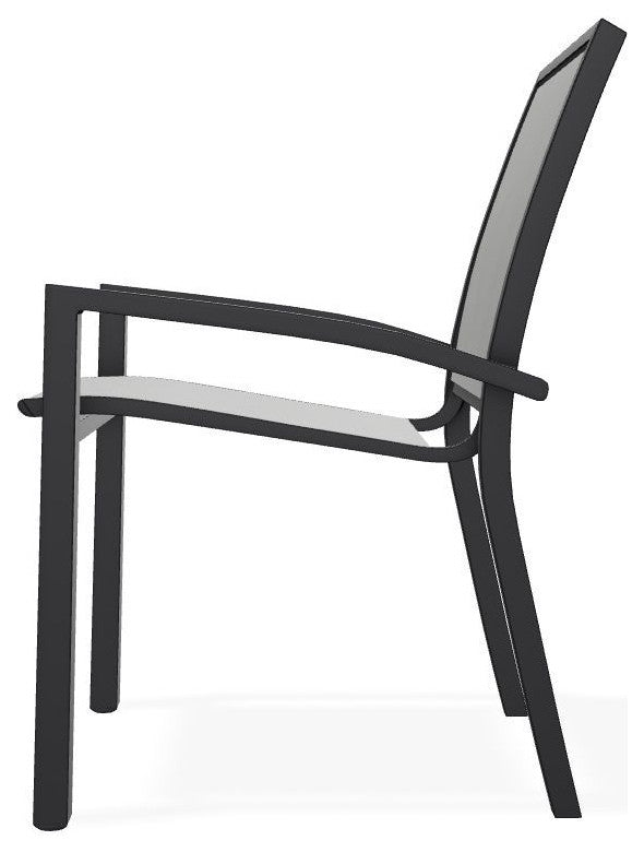 Kendall Sling Stackable Outdoor Dining Chair, Alloy/Black