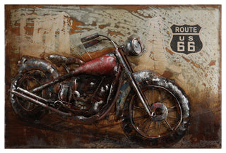 "Motorcycle" Wall Art Mixed Media Iron Hand Painted Dimensional Wall Sculpture